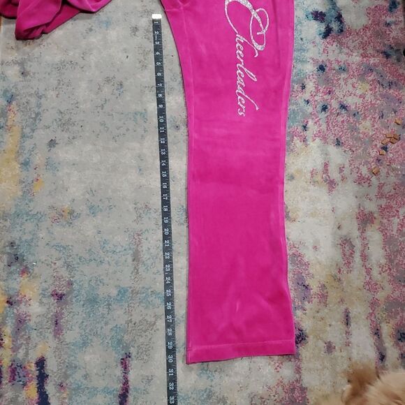 Y2K 2 Piece Hot Pink Stripper Gentleman's Club Employee Velour Tracksuit Size M - Picture 13 of 13